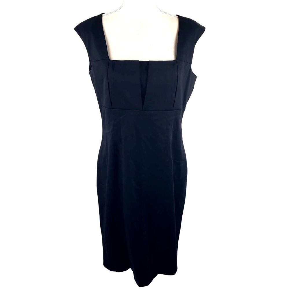 Calvin Klein High Waist Pleat Square Neck Cotton Stretch Tank Cocktail Dress 10